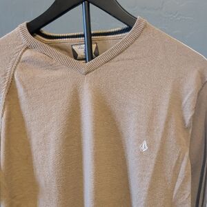 Volcom Men's V-Neck Sweater in Tan